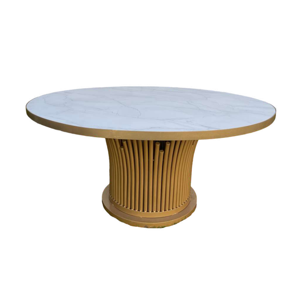 Mesa Corina Tipo Marmol Base Tubular de Tiras