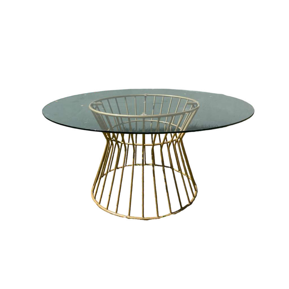 Mesa Cristal Templado con Base Reloj de Arena