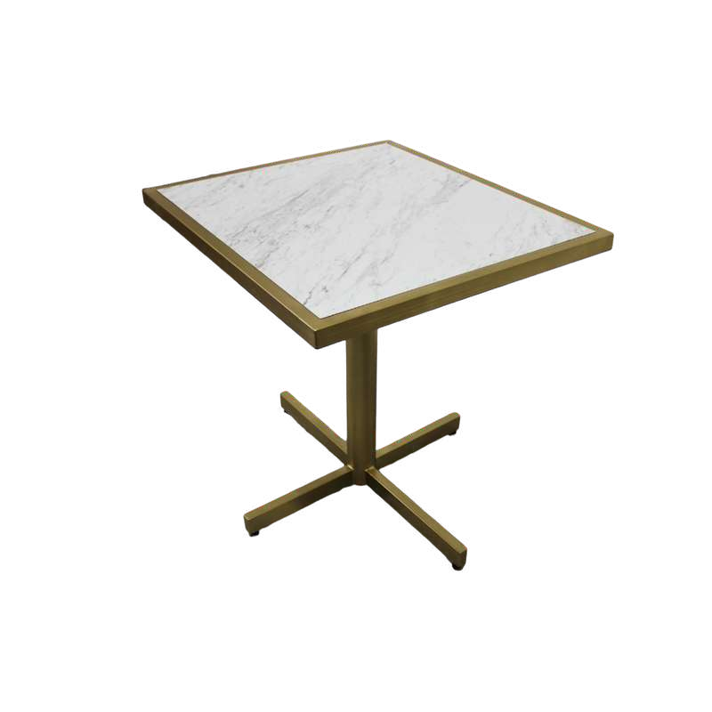 Mesa Tipo Marmol Base Cruz de Metal 60cm