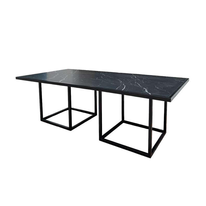 Mesa Tipo Marmol Base Cubo de Herrería